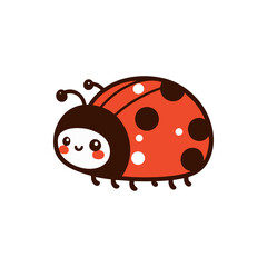Obraz premium Cute cartoon ladybug character with a smiling face on a plain white background