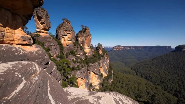 Rock Formation Comprising Three Distinct Peaks in Mountainous Region of Continental Territory