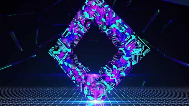 Elaborate Futuristic Holographic Interface Framework Template with Abstract Technological Science Fiction Design and Background Innovation