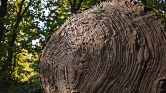 Substantial Timber Segment Exhibiting Natural Pattern of Lines and Furrows, Denoting Age and the Passage of Time