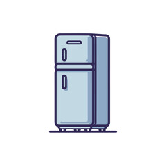 Modern refrigerator standing upright on a clean surface with a minimalist background