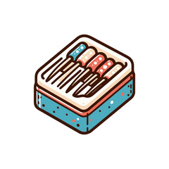 Colorful illustration of a matchbox containing various matches, set against a simple background