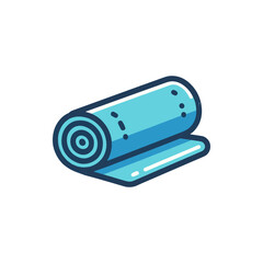 Rolled-up yoga mat on a white background, ideal for fitness and wellness activities