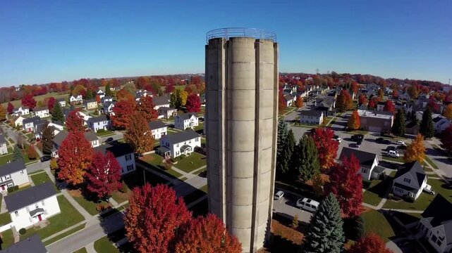 Elevated Perspective of Locale in Greene County Ohio Featuring Distant Cement Storage Structure