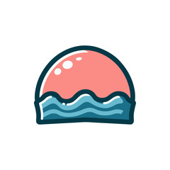 Colorful illustration of a sunset over ocean waves, evoking tranquility and nature’s beauty