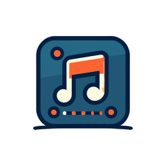 Colorful music note icon on a blue background, symbolizing audio and rhythm for digital platforms