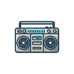 Vintage boombox with intricate details, showcasing retro design against a minimalist backdrop