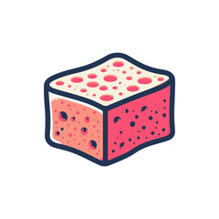 Colorful sponge illustration with detailed texture and bubbles, suitable for cleaning or art use