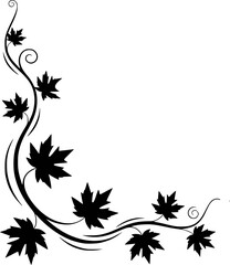 Black Maple Leaf and Vine Corner Decoration border