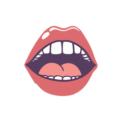 Naklejka premium Illustrated open mouth with visible teeth and tongue, set against a plain background, ideal for educational use