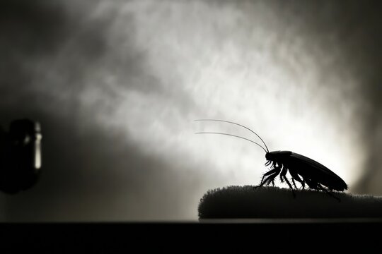 cockroach silhouette on bathroom