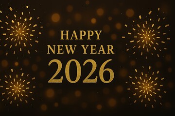 Elegant 2026 New Year background with golden confetti and glowing lights celebration party festive holiday concept luxury glamour new years