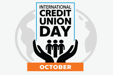 International Credit Union Day October with Hands and People Icon finance banking
