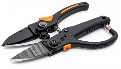 Fototapeta premium Heavy duty cable cutter with sharp hardened steel blades long insulated handles and locking safety mechanism isolated on white background essential electrician cutting tool 
