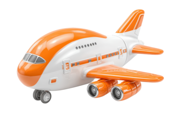 Cartoon airplane in orange and white.  3D model