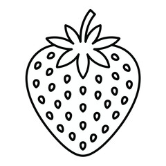 Simple black and white line drawing of a strawberry fruit vector illustration for download white background