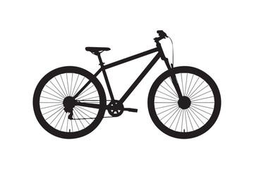 Fototapeta premium black bike silhouette vector eps jpeg png simple bicycle graphic icon side view with frame spokes pedals seat chain