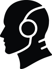 Illustrator Vector Artificial intelligence robot head profile technology concept silhouette