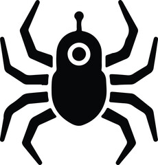 Illustrator Vector Cartoon alien bug with antenna and legs silhouette