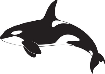black and white orca swimming vector design minimalist style organic wave boundary pink orange gradient