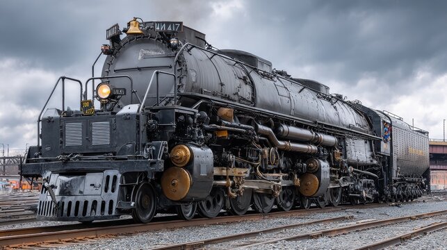 Big Boy Train. Steaming Antique Locomotive Union Pacific 4012 in Pennsylvania