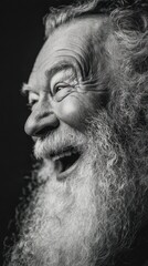Obraz premium Joyful elderly man with white beard smiling brightly in a close-up portrait highlighting happiness and warmth