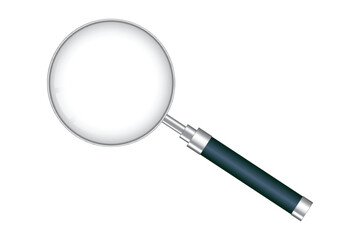 Realistic transparent magnifying glass isolated background lens search tool zoom magnify optical loupe clarity optical lens magnifier reflection inspection vector illustration design