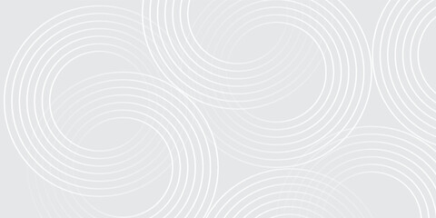 Abstract white glowing geometric lines on gray background. Modern shiny white circle lines pattern. Futuristic technology concept. Suit for cover, poster, banner, brochure, header, website vector © Moh