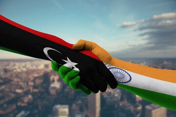 Shaking hands Libya and India