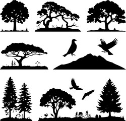 Nature Scenes With Trees Vector Art