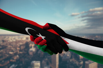 Shaking hands Libya and Jordan