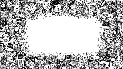 Obraz premium Whimsical black and white doodle border