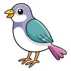 Cartoon bird with purple wings and pink tail purple bird teal wings