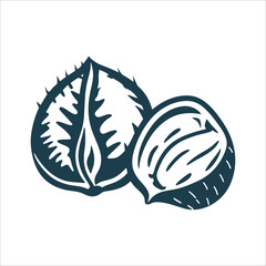 Chestnut Illustration, La Castanyada Catalonia La Castanyada Catalonia Roasted chestnut with a crack in its shell in solid brown