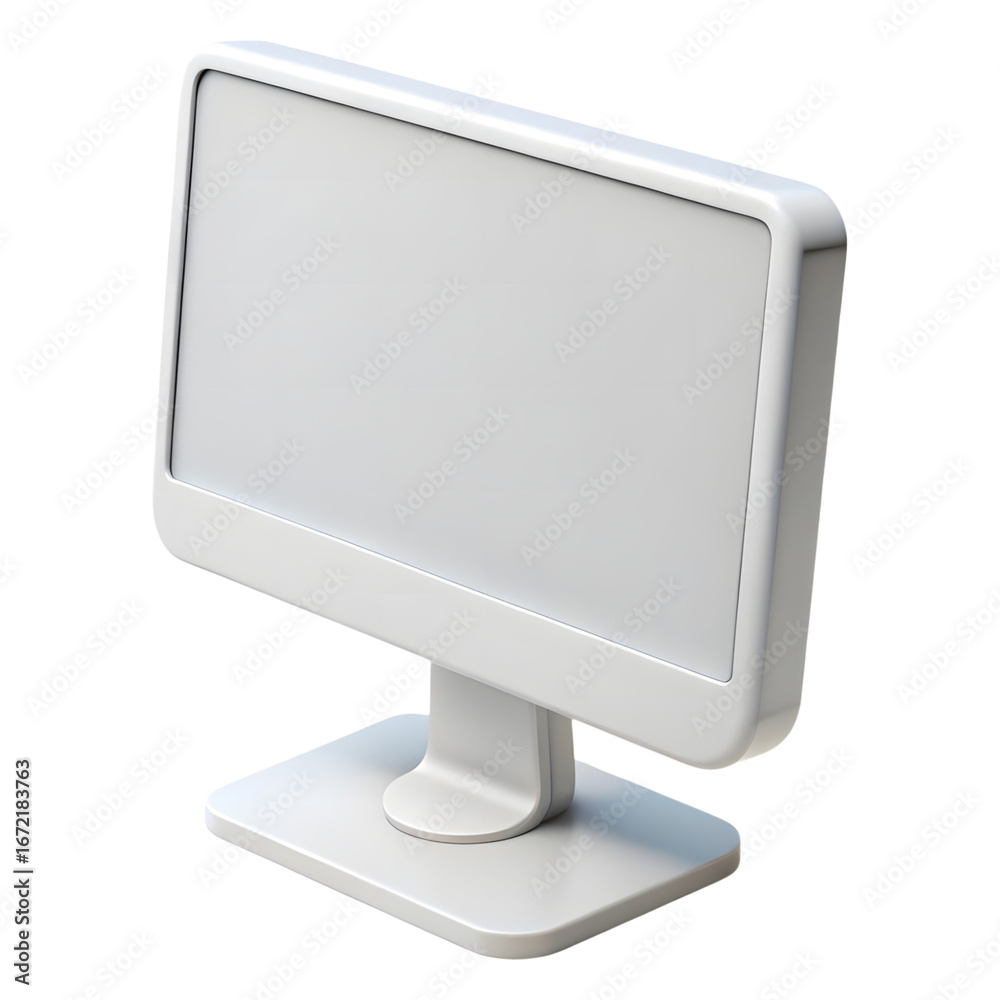 Wall mural 3d icon of white digital display screen on a stand isolated on transparent background