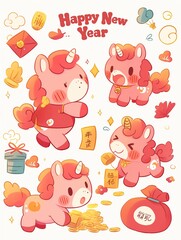 piggy bank icons set