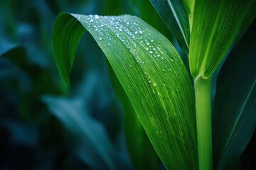 Obraz premium Corn Stalk Graphic. Close-Up of Green Corn Plant in Nature Field