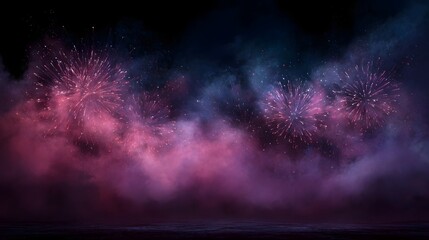 Dramatic fireworks display behind a stage performance
