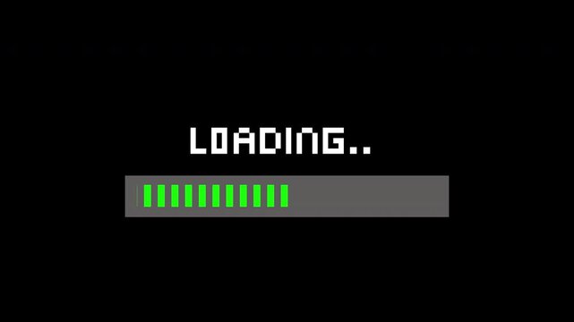 digital data transfer Progress loading screen 8 bit animation HD 4k