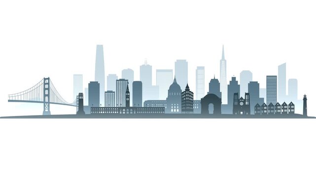 San Francisco city skyline parallax effect animation