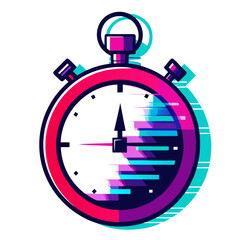 Fragmented Glitch Stopwatch Vector
