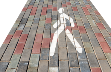 Pedestrian crossing on a white background. Pedestrian road