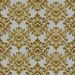 Damask seamless pattern with dark brown floral, vintage and luxury, vector illustration elegant for textile, wall paper, rug, curtains, cushion cover, bedding, upholstery fabric, wrapping, scarf