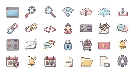 User Interface Icon Set: Modern Digital Elements for Web, Business, and Communication Applications