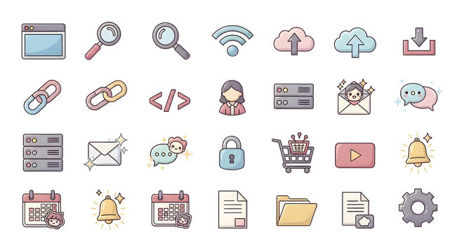 User Interface Icon Set: Modern Digital Elements for Web, Business, and Communication Applications