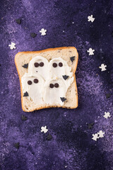 Halloween food for children, monsters toasts