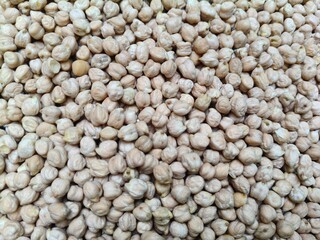 Close up shot of dried Pile of chickpeas.