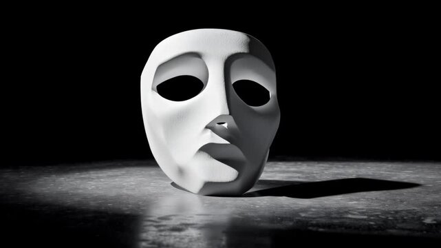 Eerie Slow Motion Video of Ghostly Mask in Dark Studio Setting