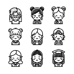 set of funny cartoon faces