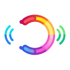 Fototapeta premium Colorful circular loading bar progress icon - Modern flat illustration of a multicolored circular progress bar with gradient segments, symbolizing loading, synchronization, or data processing. 